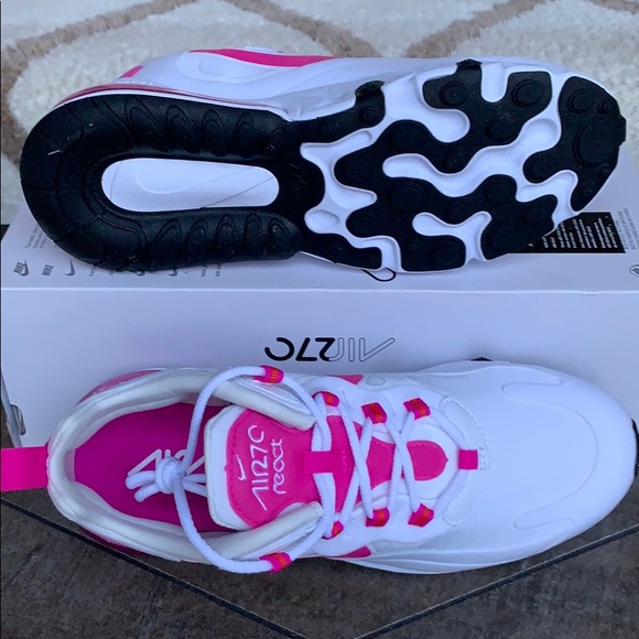 NIKE W AIR MAX 270 REACT WHITE/FIRE PINK-TEAM ORAN - Picture 3 of 16